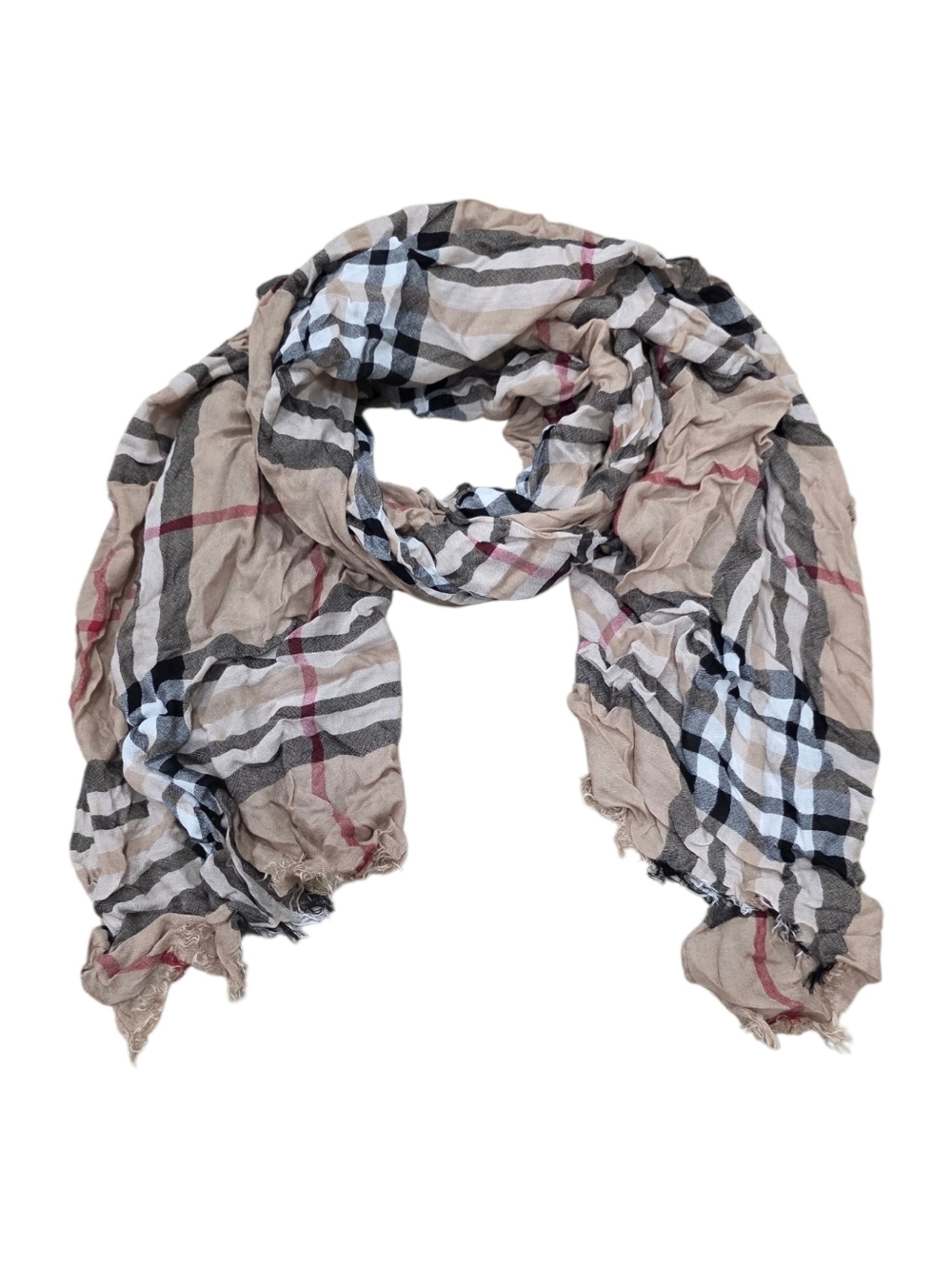 Classic Plaid Lightweight Women's Scarf - Beige